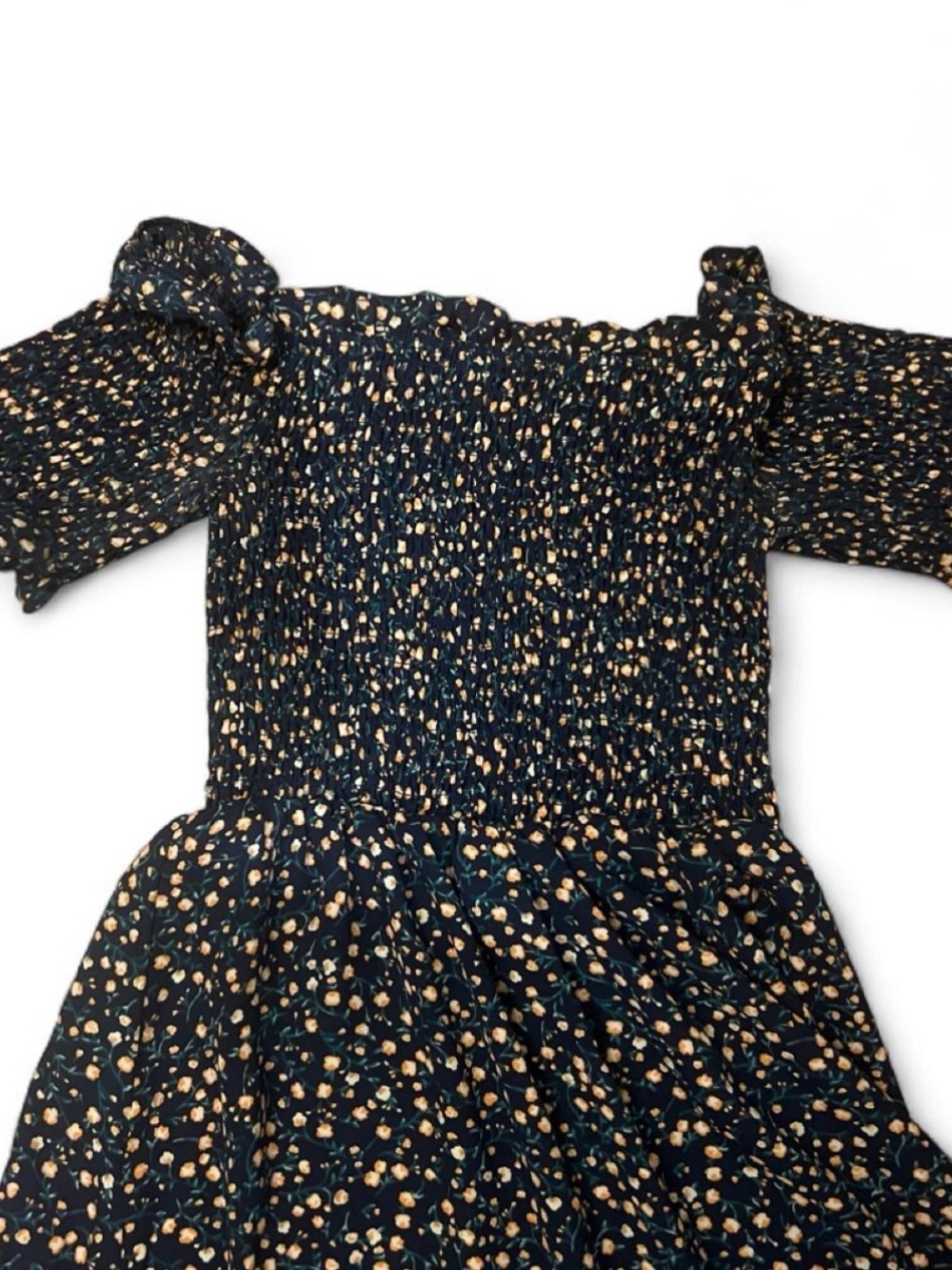 Off-Shoulder Floral Maxi Dress in Black and Gold Mi Ami Women’s Size XS Flowy - Picture 2 of 7
